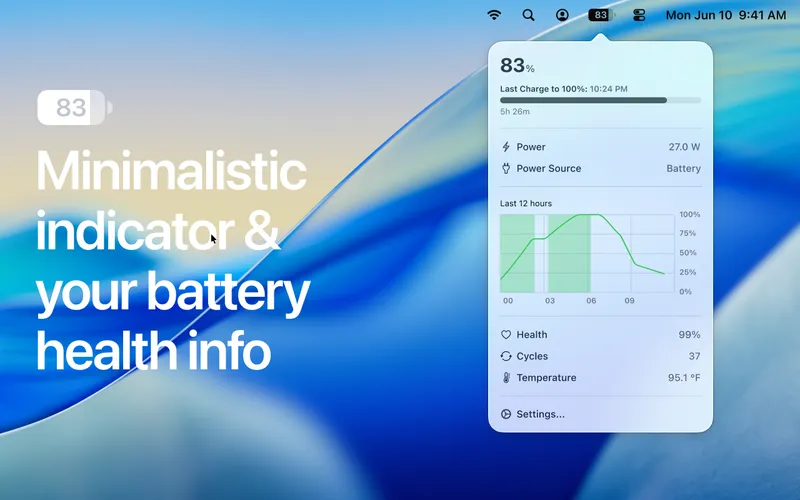 Bettery menubar app preview