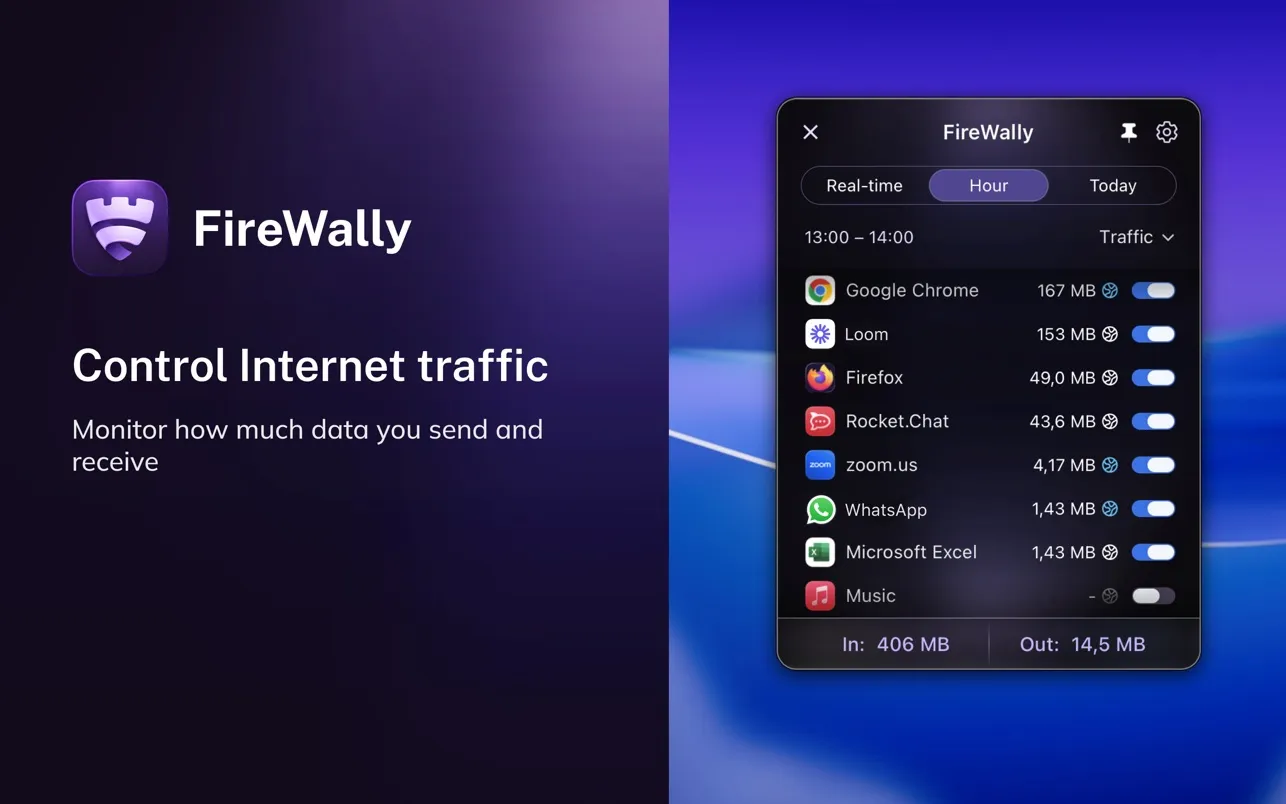 FireWally screenshot showing the app interface