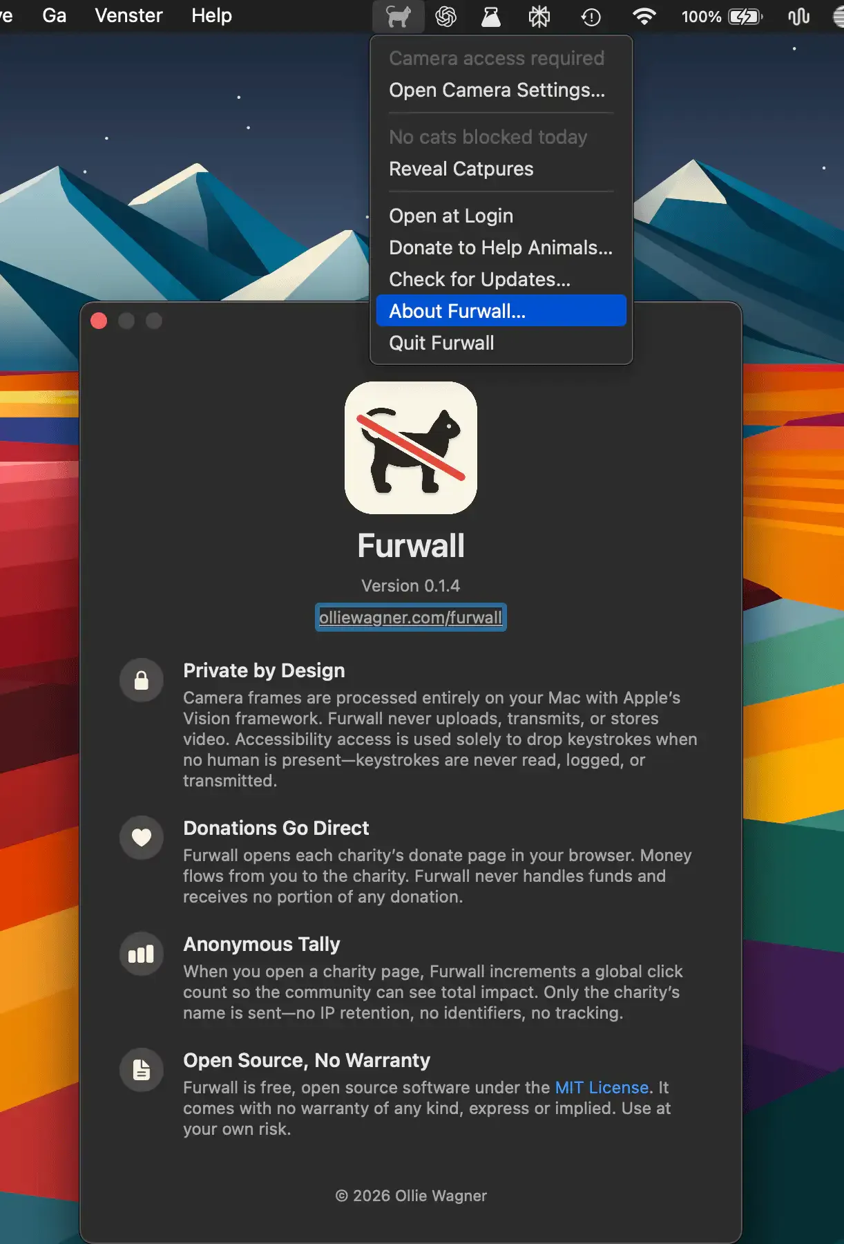 Furwall screenshot showing the app interface