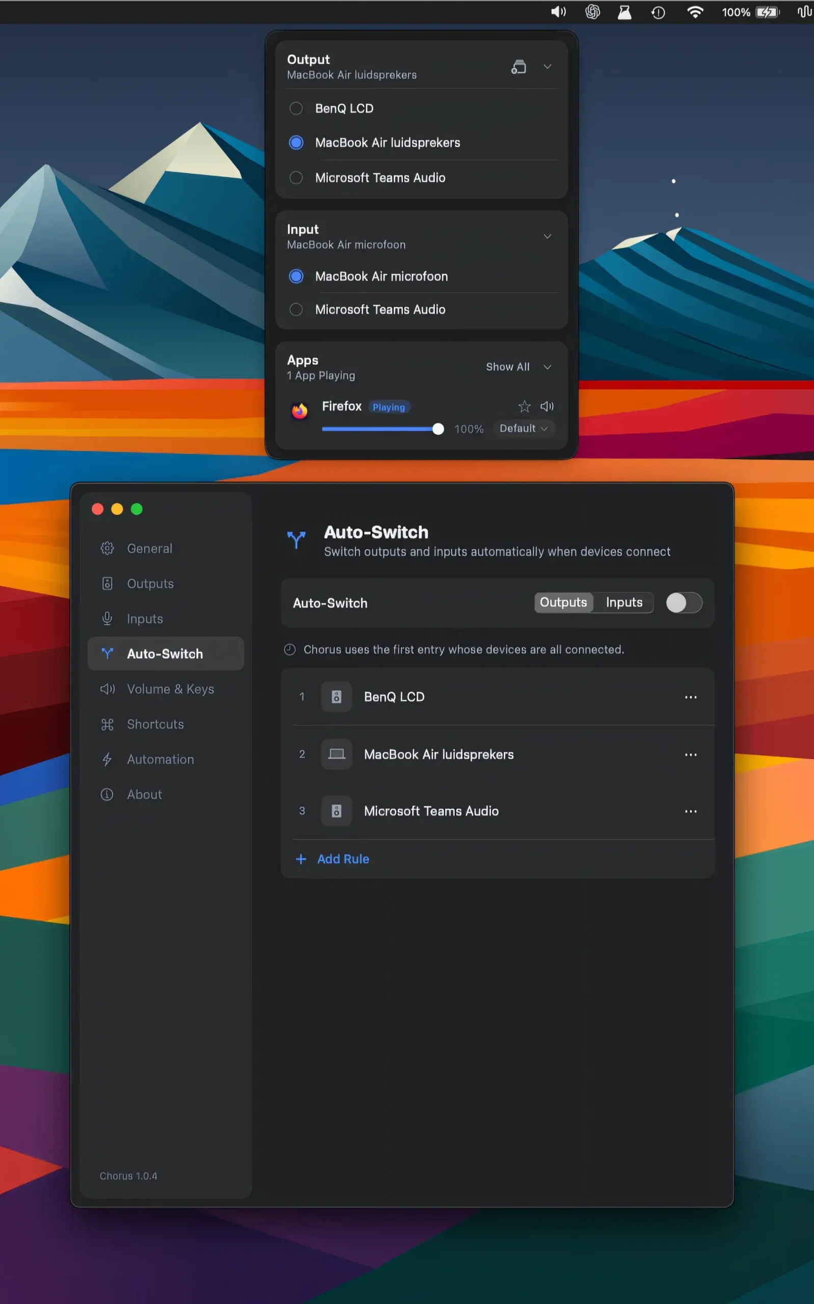 Chorus screenshot showing the app interface