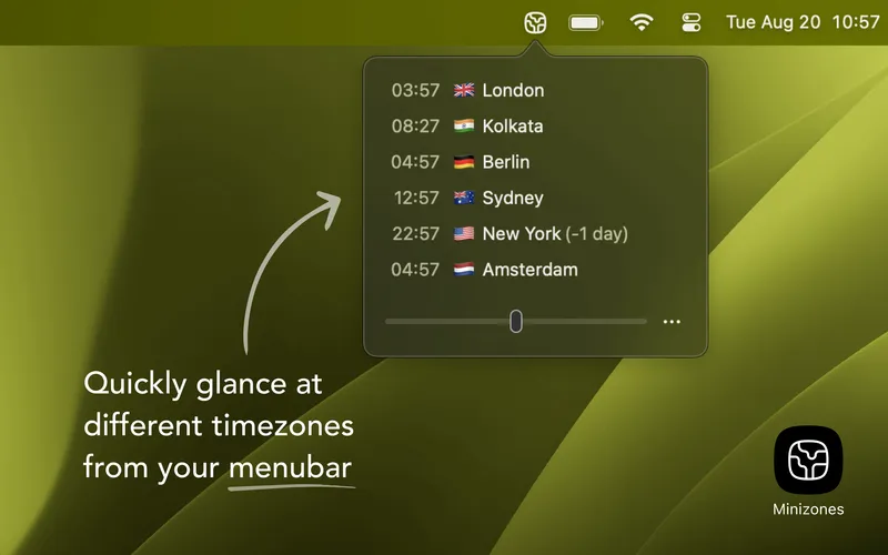 MiniZones menubar app preview